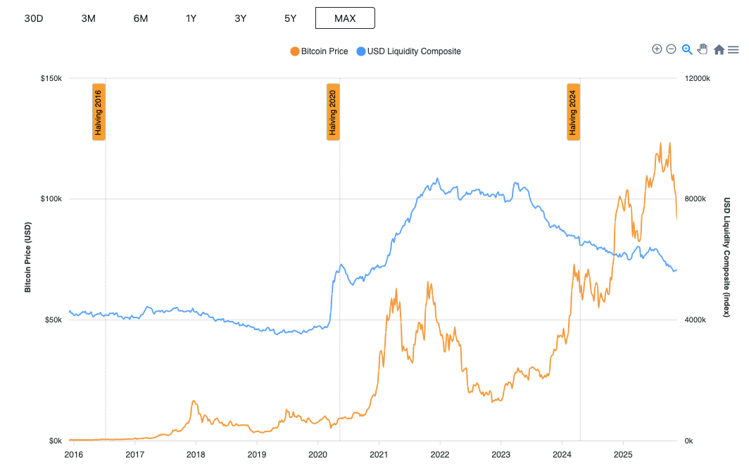 Bitcoin vs Global USD Liquidity Composite